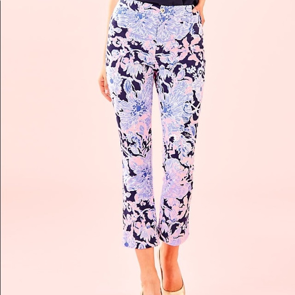 Lilly Pulitzer womens Kelly Crop Flare pant amore please print NWT size 12